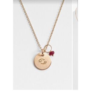 Nashelle 14k gold fill cancer astrological garnet pendant necklace